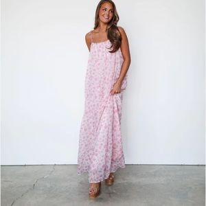 Storia Pink Flower Petal Maxi Dress